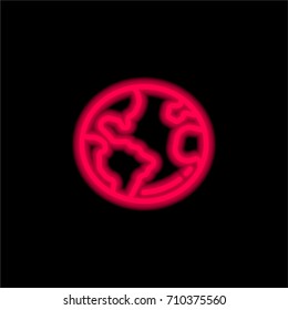 Globe red glowing neon ui ux icon. Glowing sign logo vector