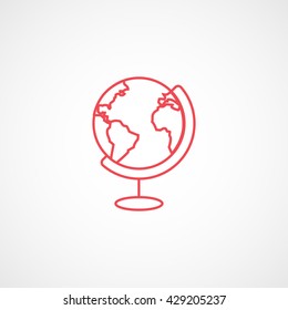 Globe Red Icon On White Background