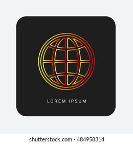 Globe Red & Orange gradient attractive line thin icon / logo design
