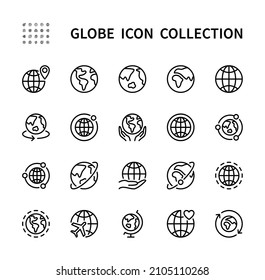 Conjunto de iconos lineales vectoriales de esquema relacionados con el globo. Paquete premium. Iconos vectoriales de línea para el diseño y desarrollo de sitios web, desarrollo de aplicaciones. Colección de iconos de globo para concepto móvil y aplicaciones web.