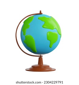 Globe render planet earth on an isolated white background. Vector illustration in realistic 3d style