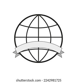 Globe ribbon icon. Travel concept. Vector illustration. Stock image.