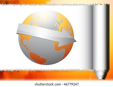 Globe and ripped paper