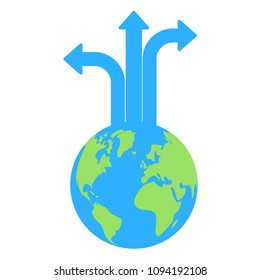 Globe with Road. Arrow from earth
