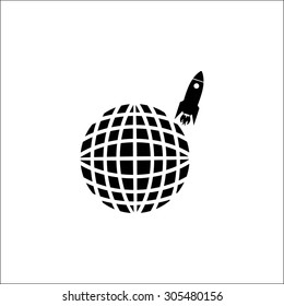 Globe with rocket icon