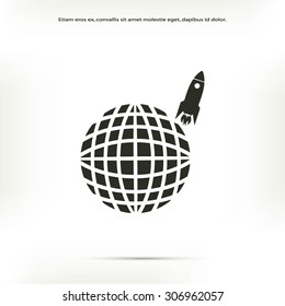 Globe with rocket icon