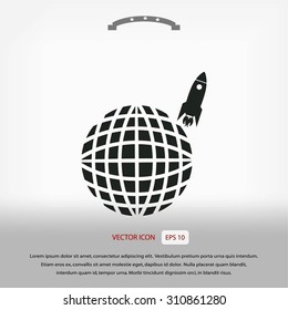 Globe with rocket icon
