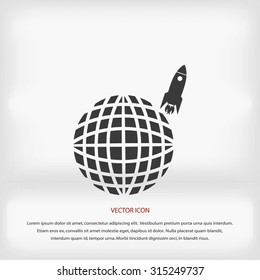 Globe with rocket icon