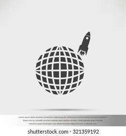 Globe with rocket icon