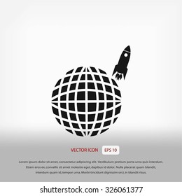 Globe with rocket icon