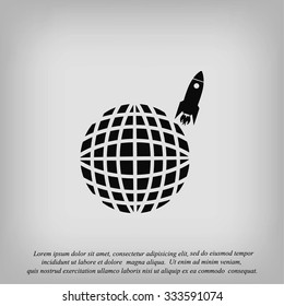 Globe with rocket icon