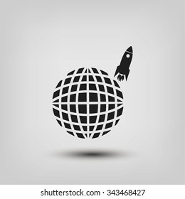 Globe with rocket icon