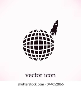 Globe with rocket icon