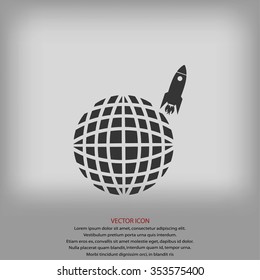 Globe with rocket icon