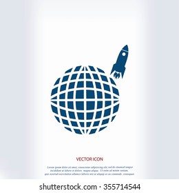 Globe with rocket icon