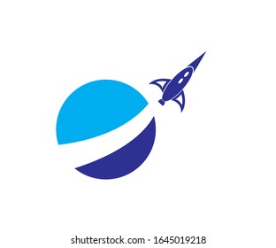 vector del logotipo del globo y del cohete