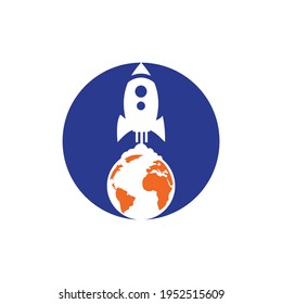 Globe rocket vector logo design template. Fast connect logo concept.