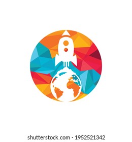 Globe rocket vector logo design template. Fast connect logo concept.