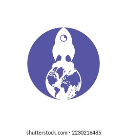 Globe rocket vector logo design template. Fast connect logo concept.