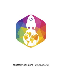 Globe rocket vector logo design template. Fast connect logo concept.