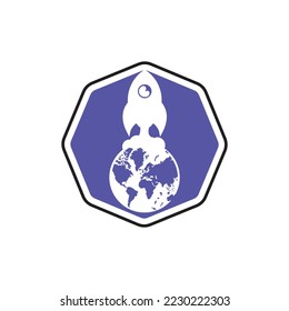 Globe rocket vector logo design template. Fast connect logo concept.