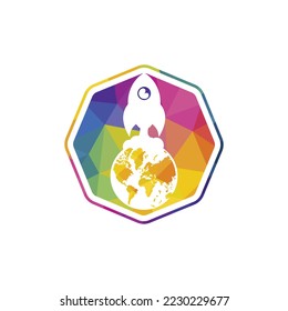 Globe rocket vector logo design template. Fast connect logo concept.