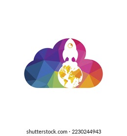 Globe rocket vector logo design template. Fast connect logo concept.
