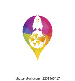 Globe rocket vector logo design template. Fast connect logo concept.