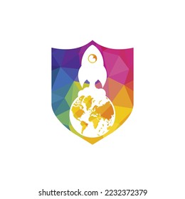 Globe rocket vector logo design template. Fast connect logo concept.