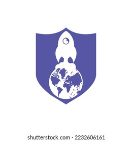 Globe rocket vector logo design template. Fast connect logo concept.