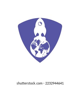 Globe rocket vector logo design template. Fast connect logo concept.