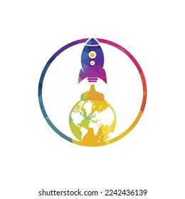 Globe rocket vector logo design template. Fast connect logo concept.