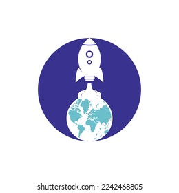 Globe rocket vector logo design template. Fast connect logo concept.