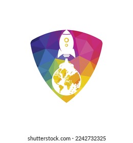 Globe rocket vector logo design template. Fast connect logo concept.