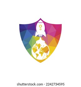 Globe rocket vector logo design template. Fast connect logo concept.
