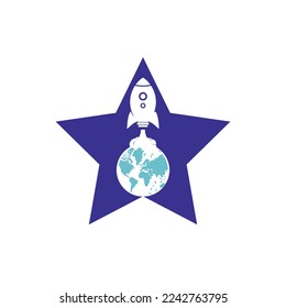 Globe rocket vector logo design template. Fast connect logo concept.