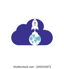 Globe rocket vector logo design template. Fast connect logo concept.