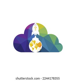 Globe rocket vector logo design template. Fast connect logo concept.