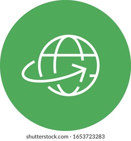 Globe With Rotating Arrow Outline Icon