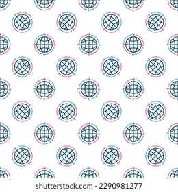 Globe with Round Arrows vector concept colored seamless pattern