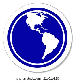 Globe round sticker, Earth Planet. Vector illustration, you can simply change color
