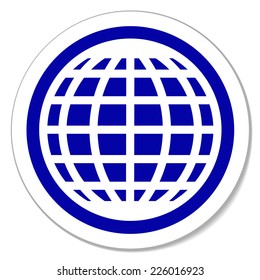 Globe round sticker. Vector illustration, you can simply change color