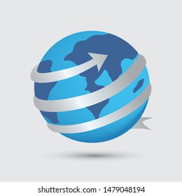 globe rounded by an arrow