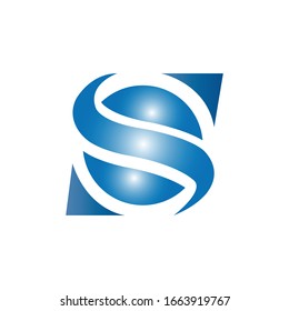 Globe S letter logo technology ilustration vector template