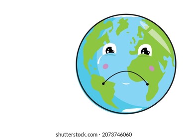 Globe con cara triste. Imágenes prediseñadas editables. 