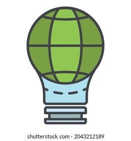 Globe save bulb icon. Outline globe save bulb vector icon color flat isolated on white
