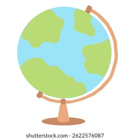 Globe school background poster map. Flat illustration. Hand drawn icon.