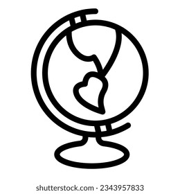 Globe, school, geography, earth, continent line icon, education concept, sphere vector sign on white background, outline style icon mobile concept web design. Vector graphics.