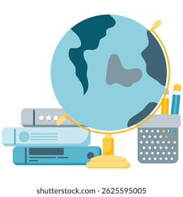 Globe and school supplies, study and go back to school