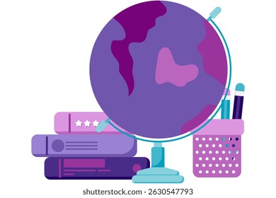 Globe and school supplies, study and go back to school